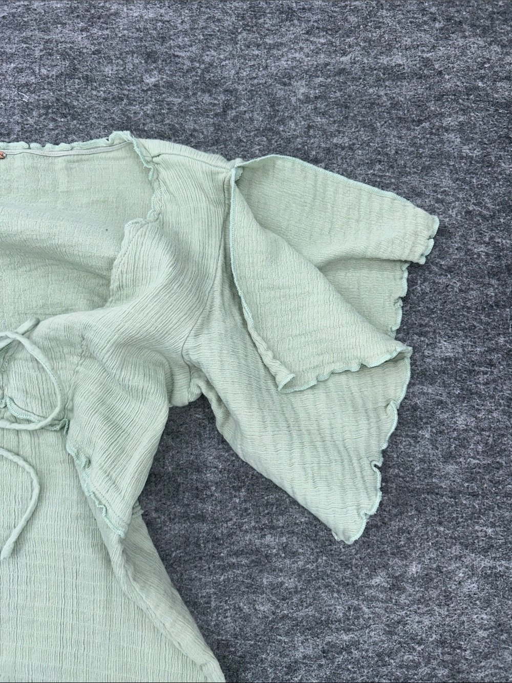 Free People Mint Green Tie-Front Ruffle Maxi Dress Big Mood Midi Size XS - Picture 12 of 15